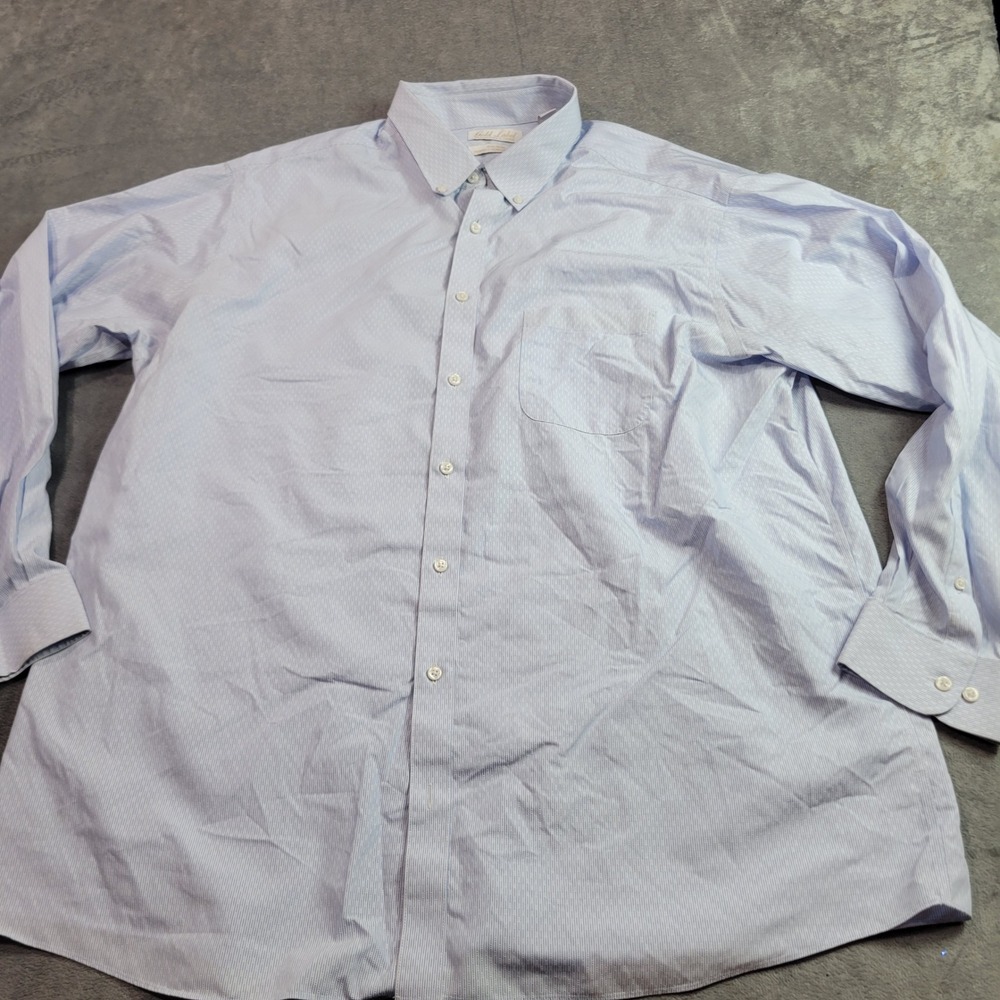 Roundtree & Yorke Gold Label Mens 2XT Light Blue Stripe Non-Iron Dress Shirt